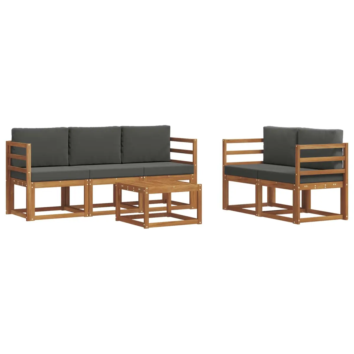 Outdoor Sofa Set 6 Piece Garden Furniture Patio Sectional with Cushions Brown