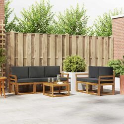 Outdoor Sofa Set 6 Pieces Solid Acacia Wood Garden Furniture with Cushions