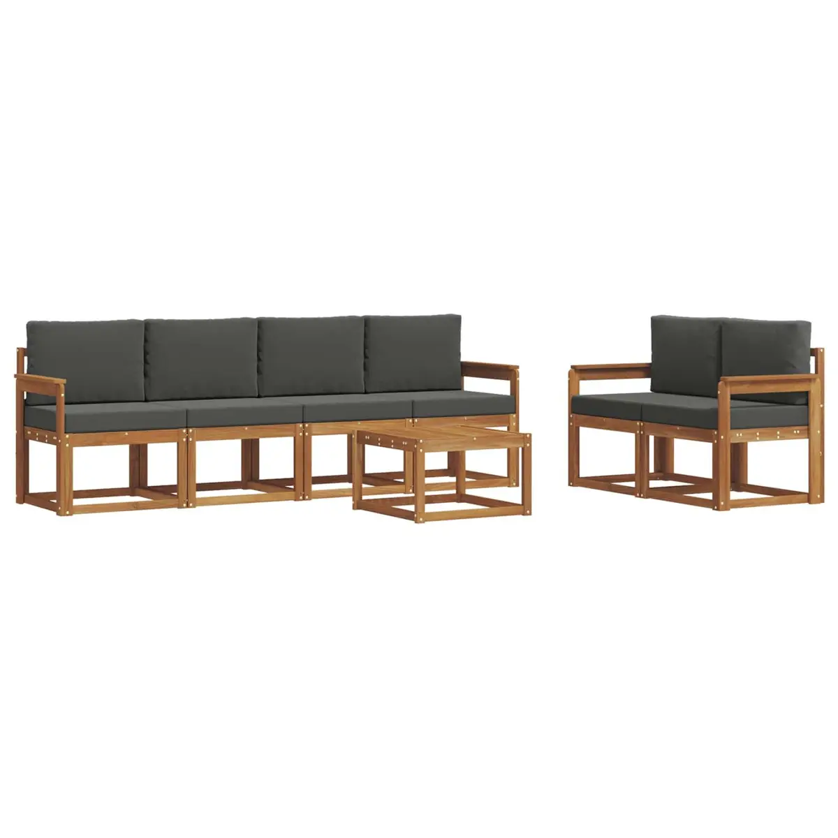 Outdoor Sectional Sofa Set 7 Piece Garden Patio Furniture Brown with Cushions