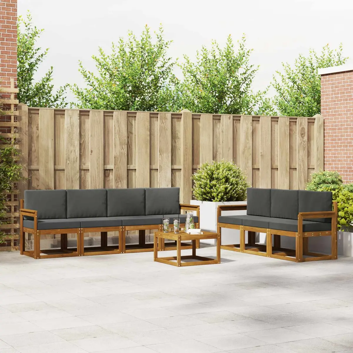 Outdoor Sofa Set 8 Piece with Cushions Garden Furniture Acacia Wood Brown Patio