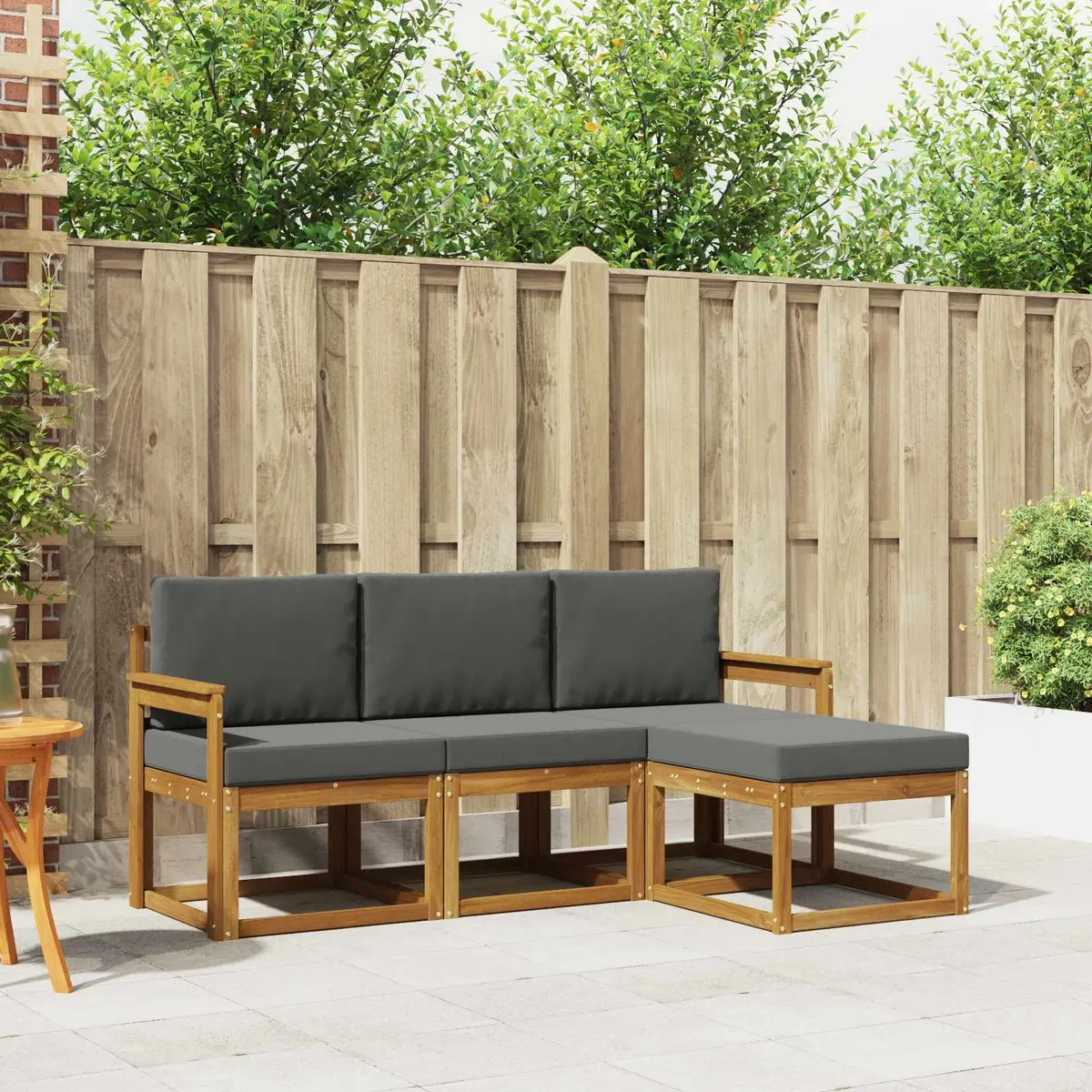 Outdoor Sofa Set 4 Pieces Garden Furniture with Cushions Modern Patio Lounger