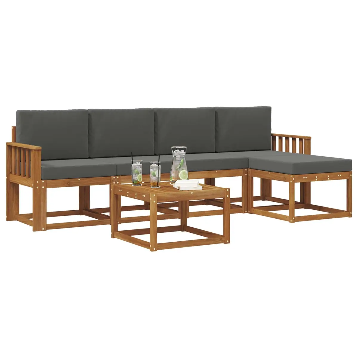 Outdoor Sectional Sofa Set 6 Piece Garden Patio Furniture with Cushions