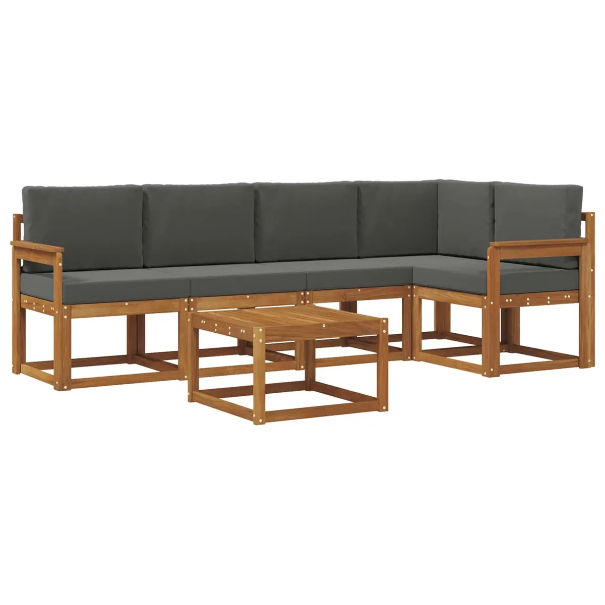 Outdoor Sofa Set 6 Piece Modular Garden Furniture with Cushions Brown Acacia