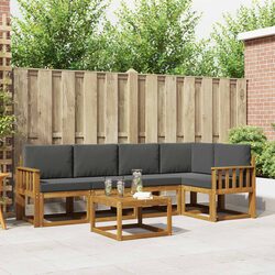 Outdoor Sofa Set 6 Piece with Cushions Garden Patio Furniture Brown Acacia Wood
