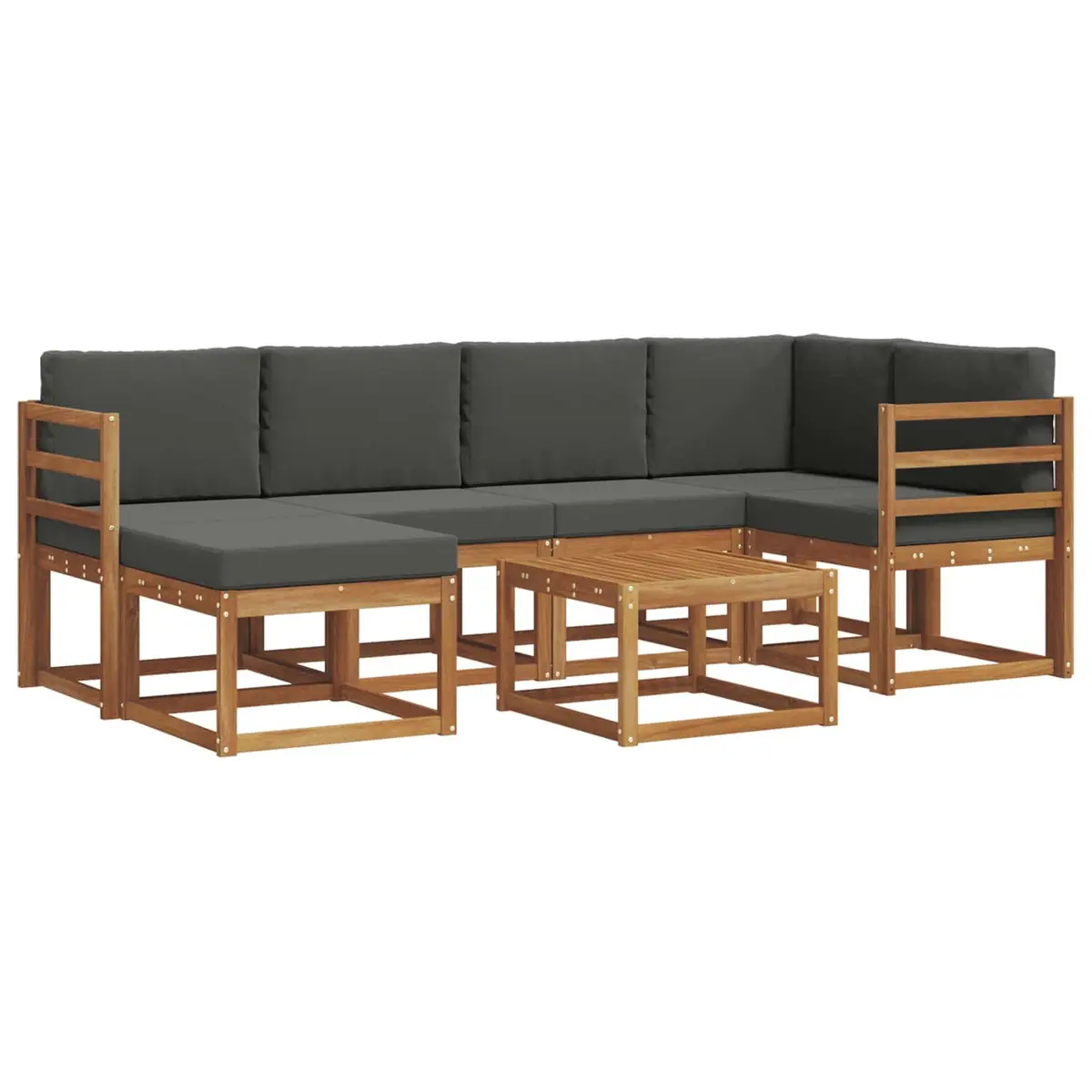 Outdoor Sofa Set Brown 7 Piece Modular Lounge with Cushions