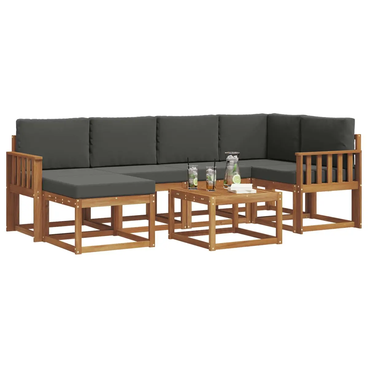 Outdoor Sofa Set 7 Pieces Garden Furniture Modular Patio Lounge with Cushions