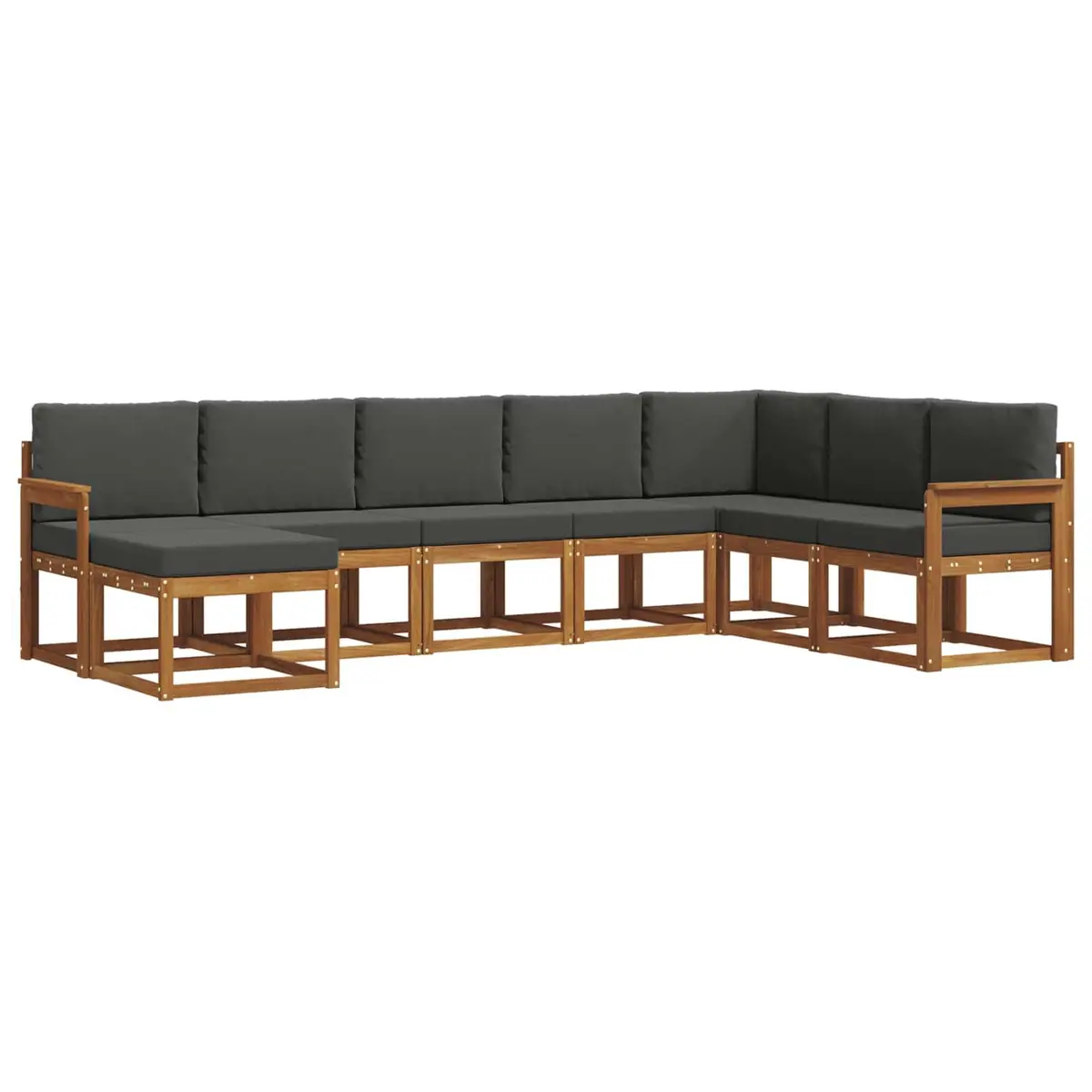 Outdoor Sofa Set 8 Pieces Modular Garden Patio Furniture with Cushions Brown