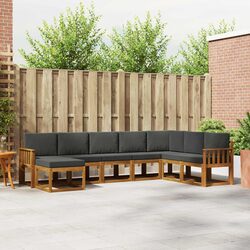 Outdoor Sofa Set 8 Pieces Modular Garden Patio Furniture with Cushions Natural