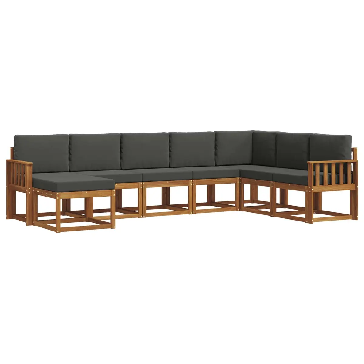 Outdoor Sofa Set Natural 8 Piece Modular Garden Patio Furniture with Cushions