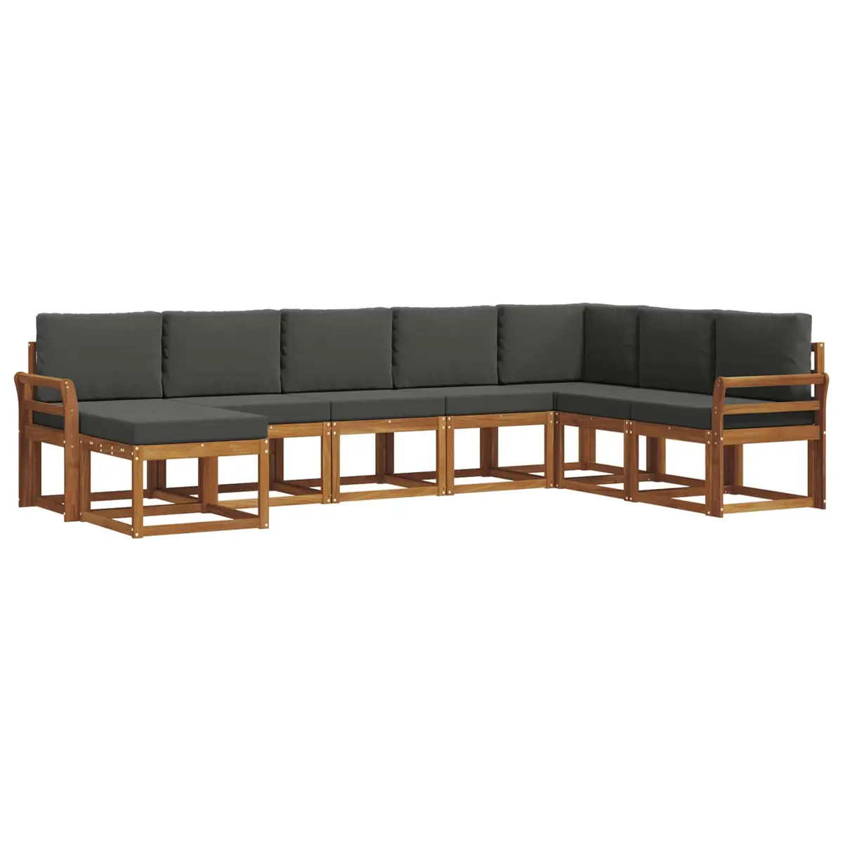 Outdoor Sofa Set 8 pcs Modular Garden Furniture with Cushions Natural Brown