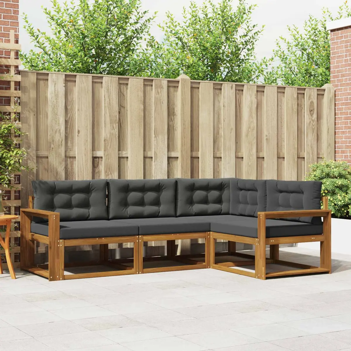 Outdoor Sectional Sofa Set 4 Piece Modular Garden Patio Furniture with Cushions