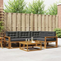 Outdoor Sofa Set 5 Piece Modular Garden Patio Furniture with Cushions Brown