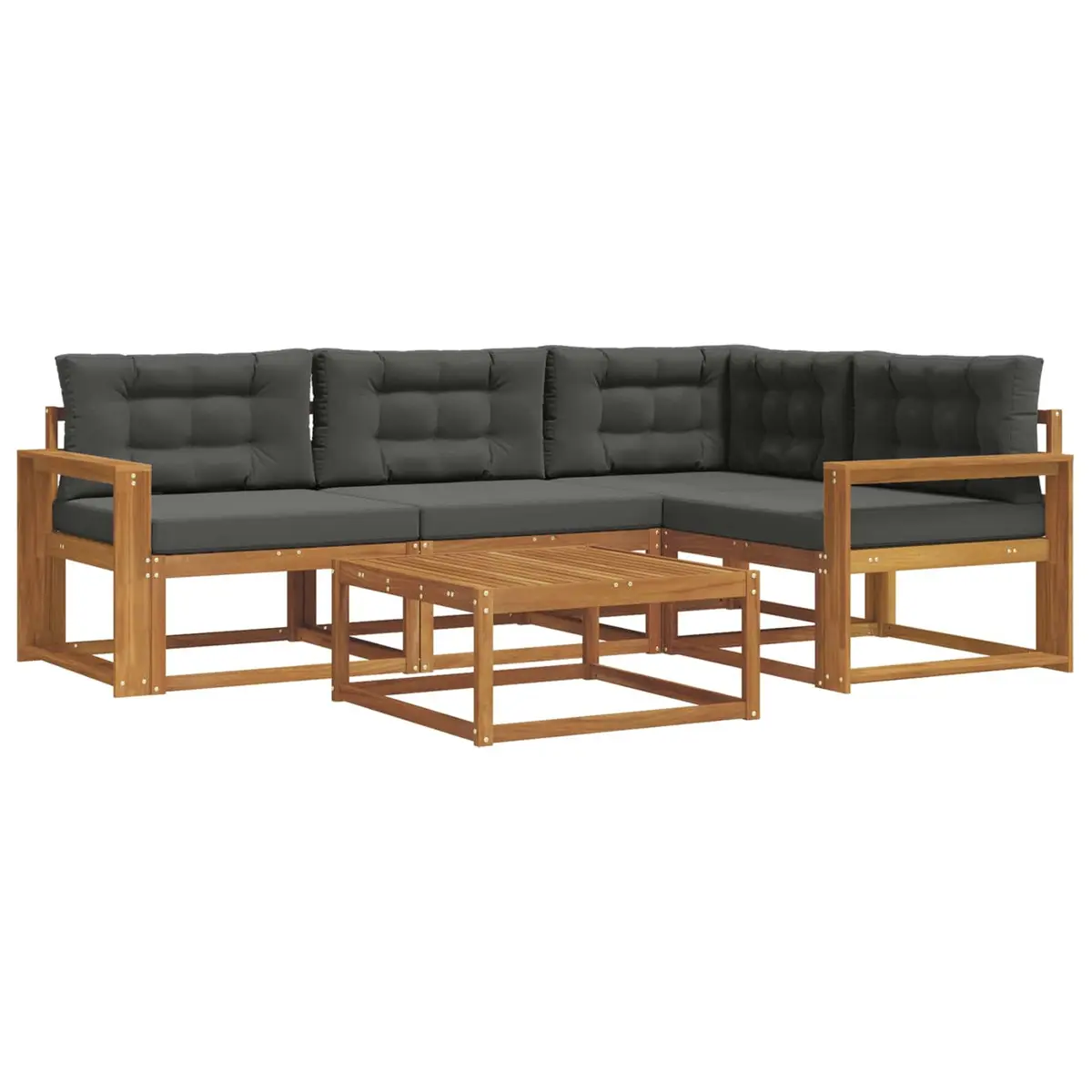 Outdoor Sofa Set 5 Piece Modular Garden Patio Furniture with Cushions Brown