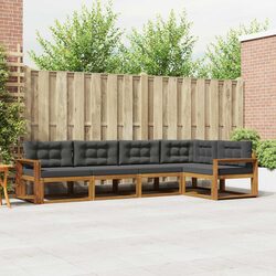 Outdoor Sectional Sofa Set 5 Pieces Modular Garden Patio Furniture Brown Cushion