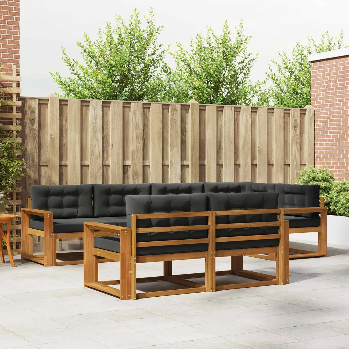 Outdoor Sofa Set Natural Anthracite 8 Pieces Modular Sectional Lounge Garden Patio Furniture