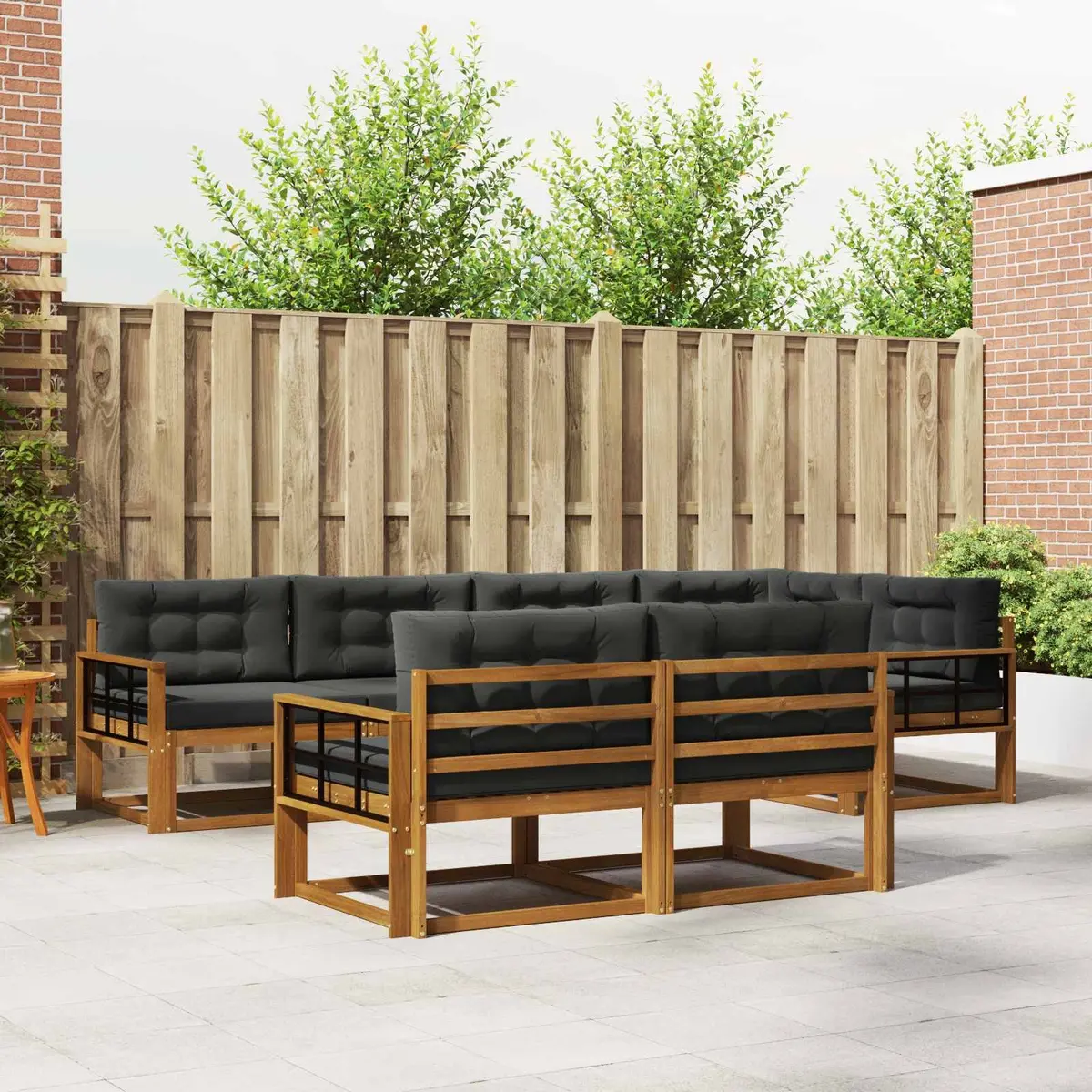 Outdoor Sofa Set Natural Anthracite 8 Piece Modular Sectional Lounge Weather Resistant