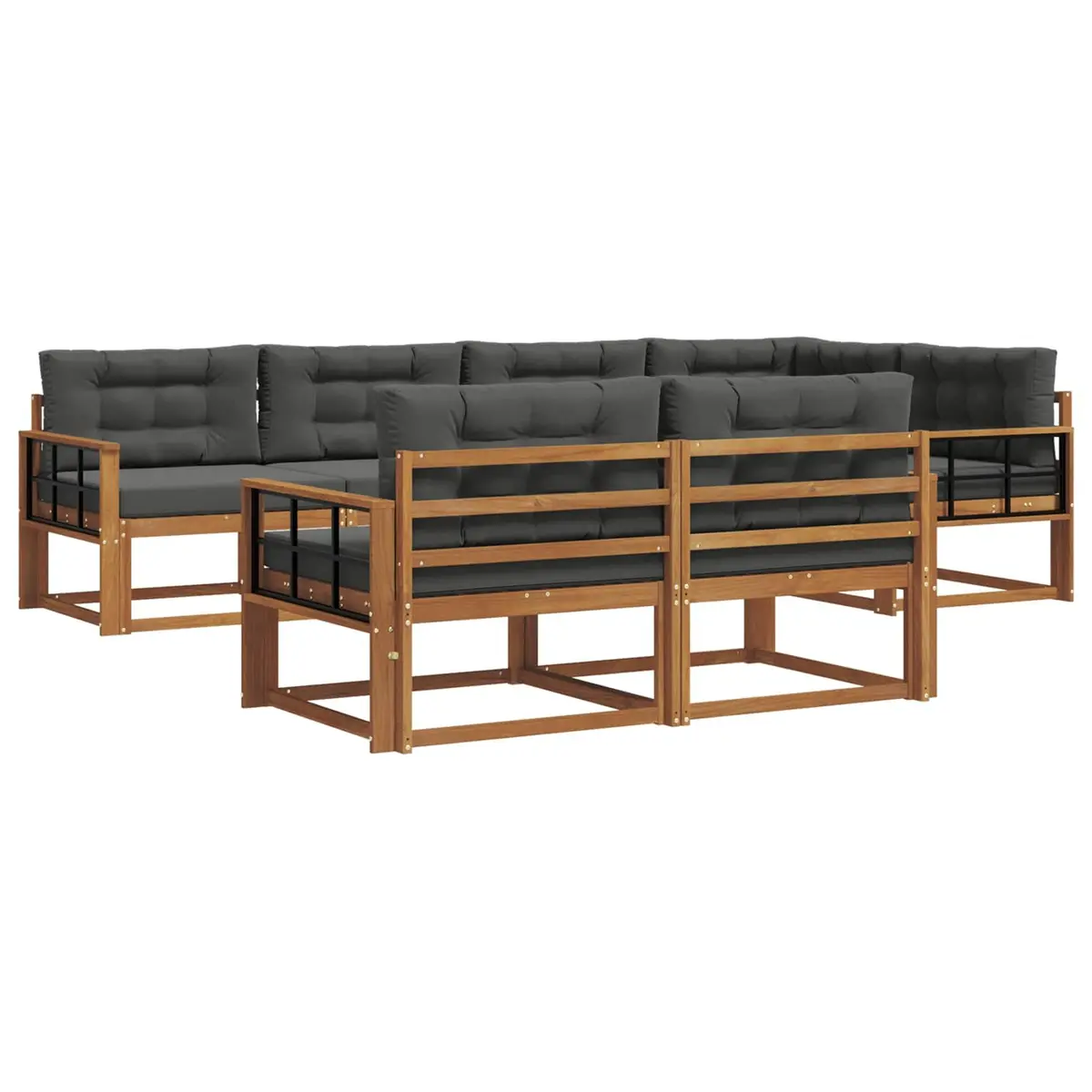 Outdoor Sofa Set Natural Anthracite 8 Piece Modular Sectional Lounge Weather Resistant