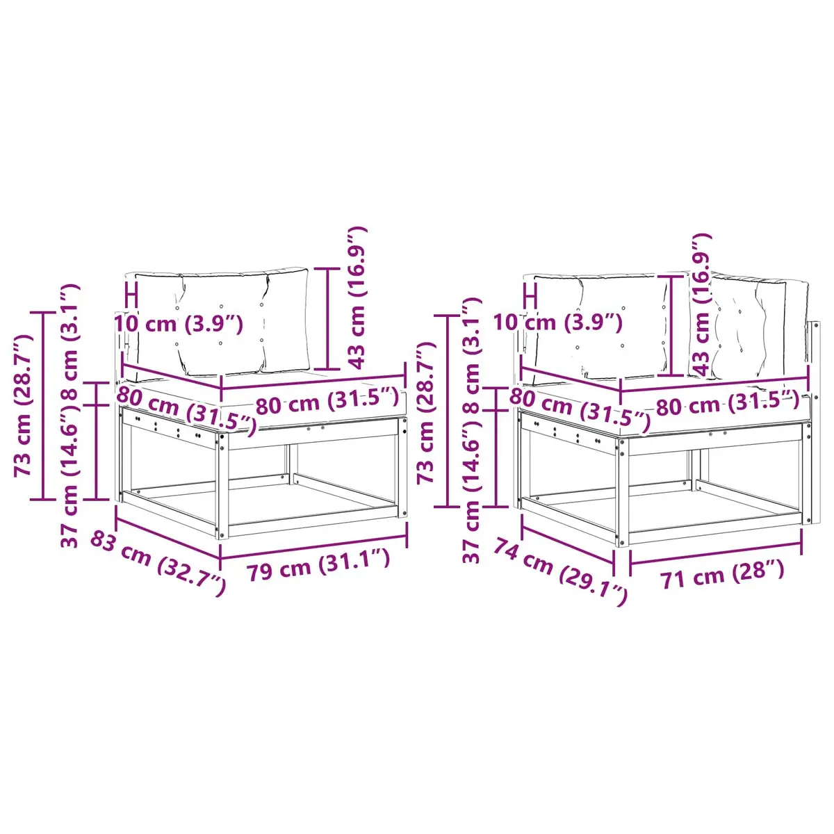 Outdoor Sectional Sofa Set Brown 8 Piece Modular Acacia Wood Weather Resistant