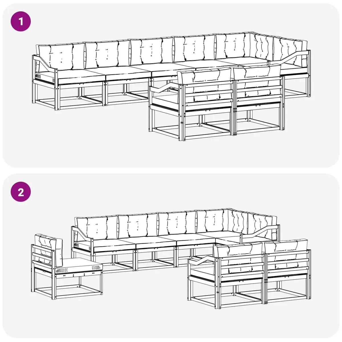 Outdoor Sectional Sofa Set 8pc Patio Garden Furniture Acacia Wood Modular