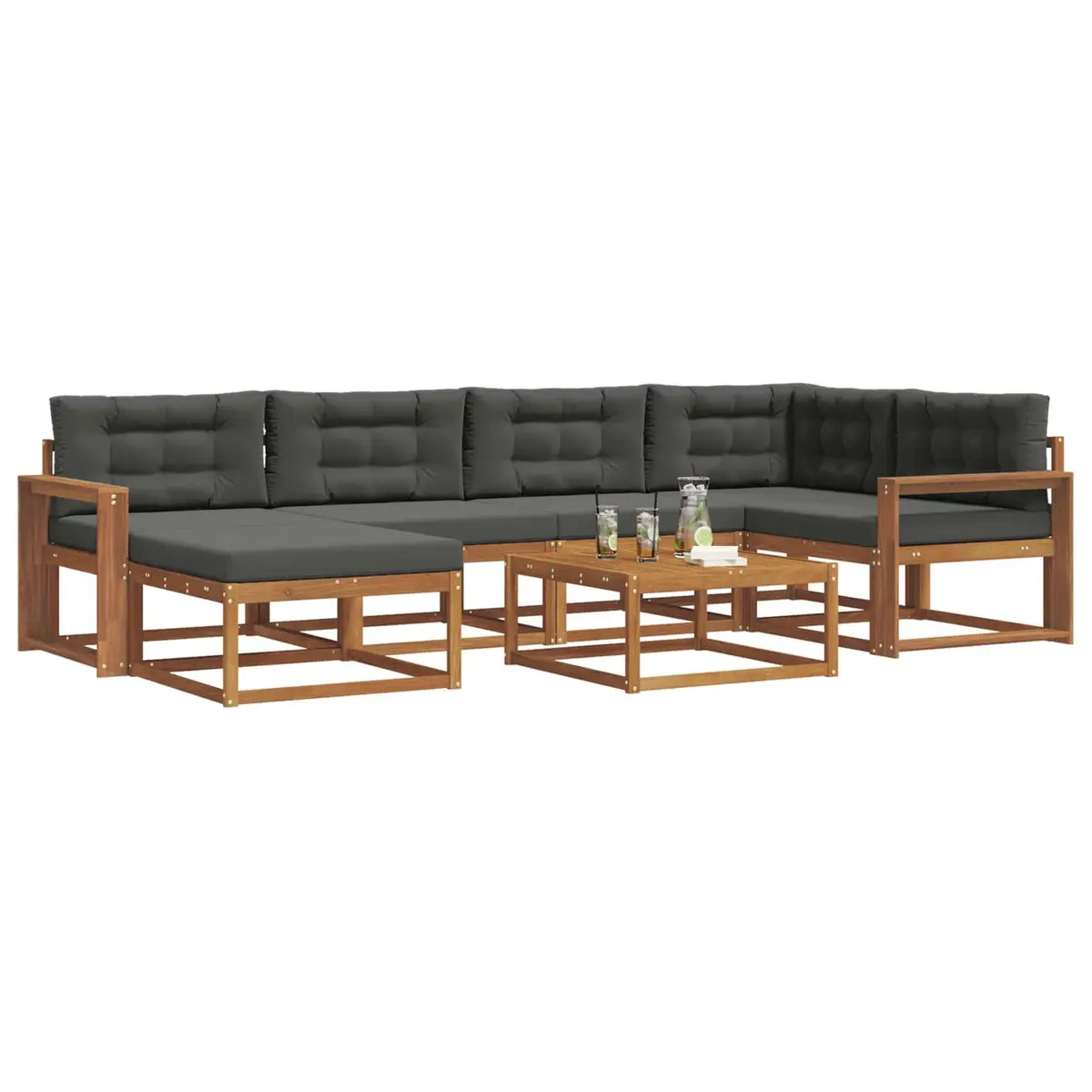 Outdoor Sectional Sofa Set 7 Piece Garden Patio Furniture Modular Lounge Acacia