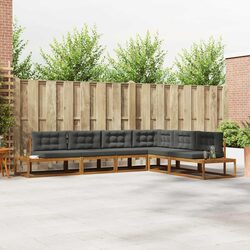 Compact Outdoor Sectional Sofa Set in Brown Wood