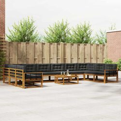 Outdoor Sectional Sofa Set 11 pcs Modern Garden Patio Furniture with Cushions