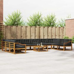 Outdoor Sectional Sofa Set 11 Pieces Garden Patio Furniture Modern Design Brown