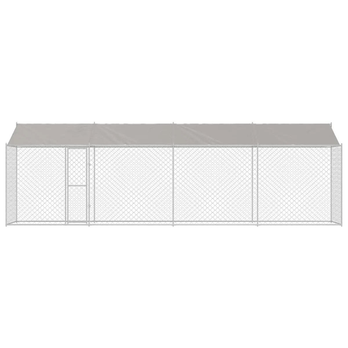 Dog Cage with Roof Outdoor Kennel Run Silver Large Spacious Steel Wire Mesh
