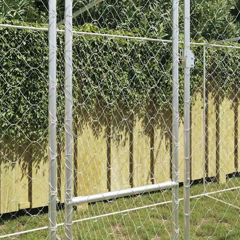 Dog Kennel Silver Large Galvanised Steel Outdoor Cage 600 x 200 x 200 cm