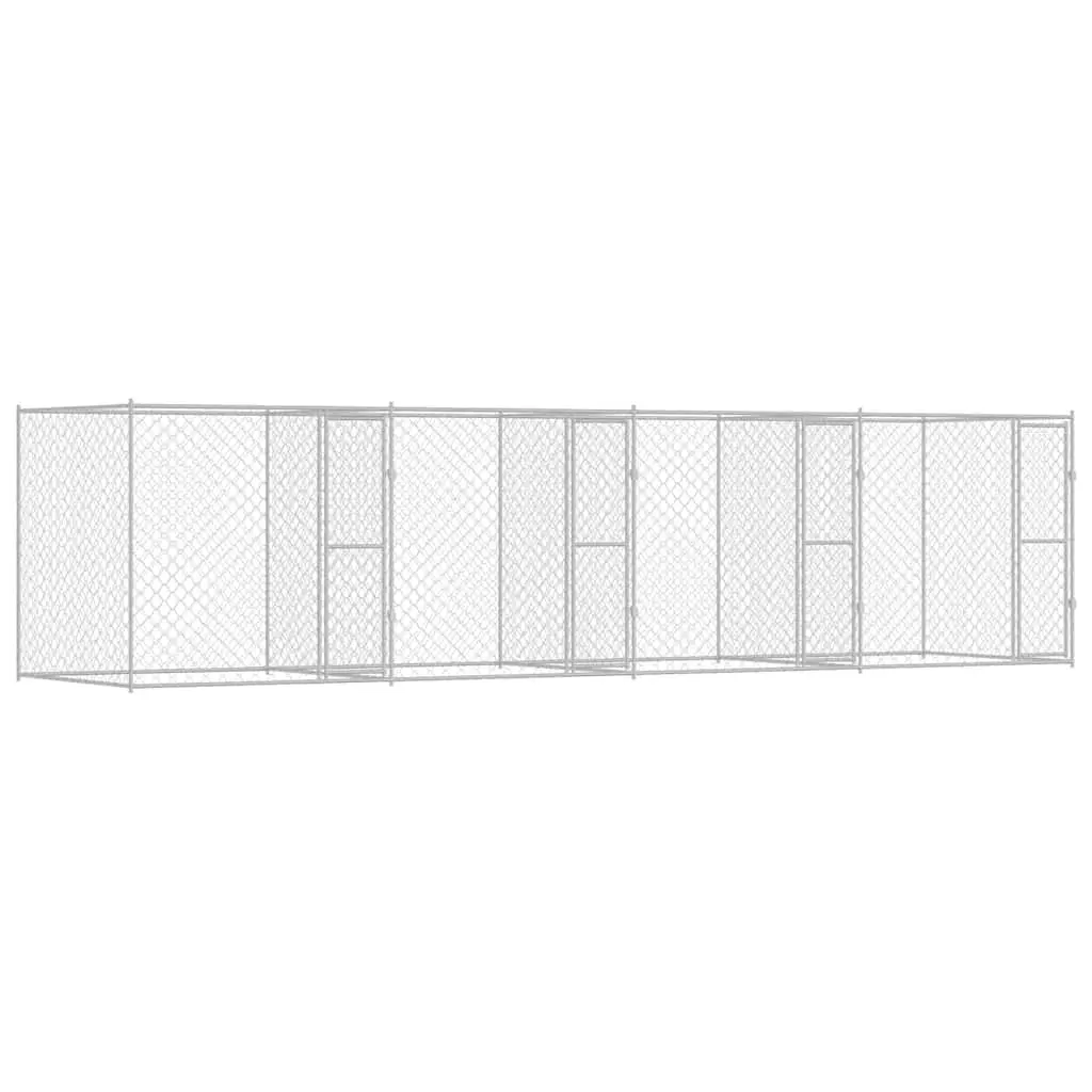 Dog Cage Silver 800 x 200 x 200 cm Galvanised Steel Outdoor Kennels Large Breed
