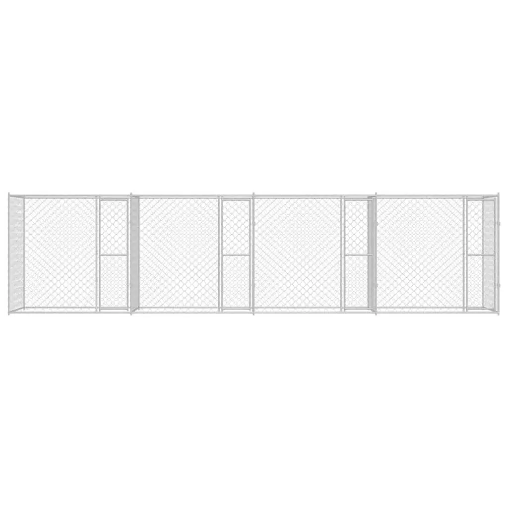 Dog Cage Silver 800 x 200 x 200 cm Galvanised Steel Outdoor Kennels Large Breed