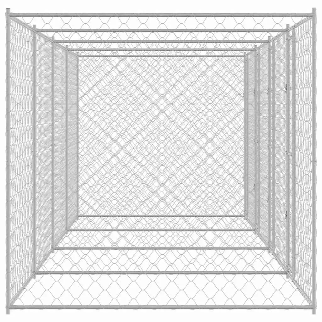 Dog Cage Silver 800 x 200 x 200 cm Galvanised Steel Outdoor Kennels Large Breed