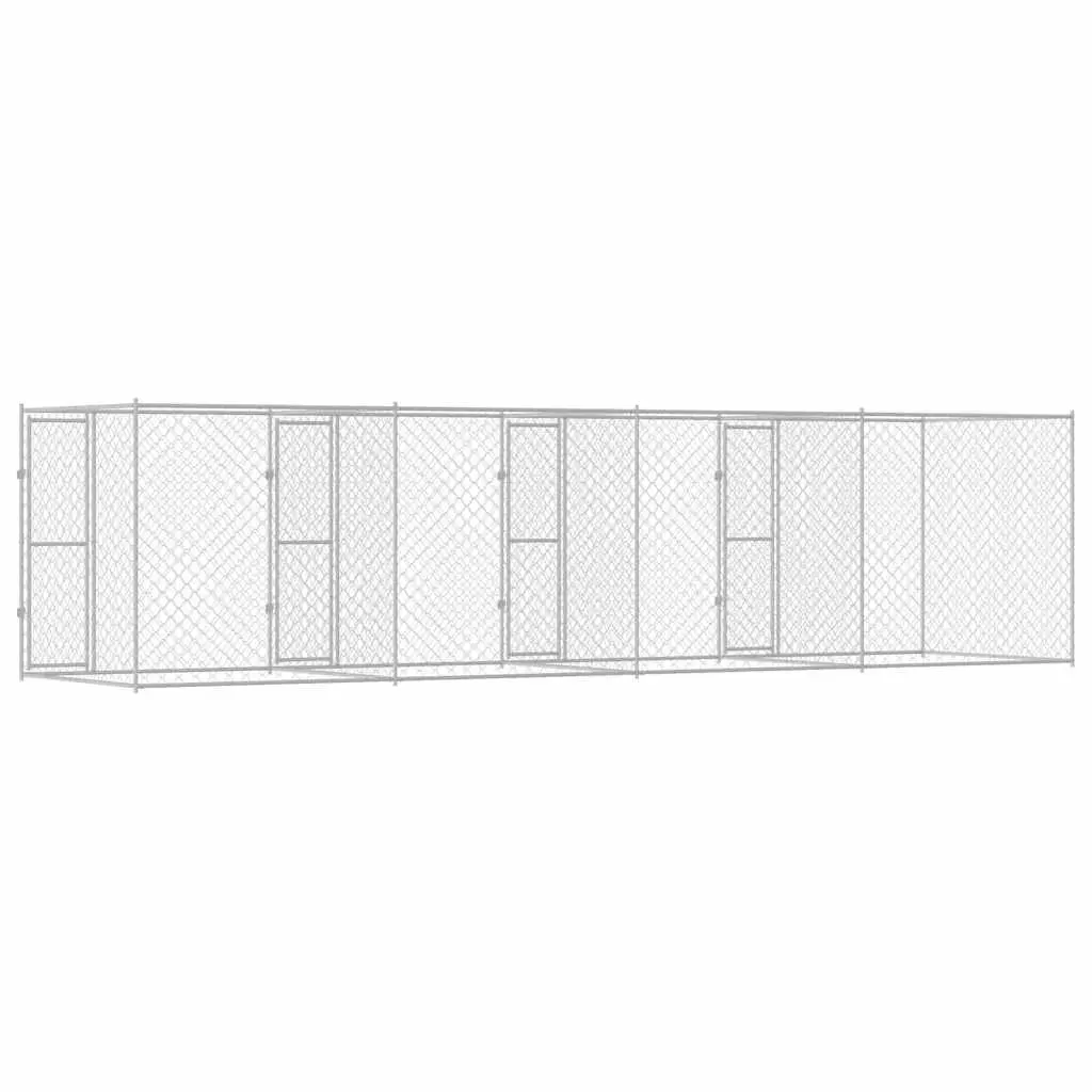 Dog Cage Silver 800 x 200 x 200 cm Galvanised Steel Outdoor Kennels Large Breed