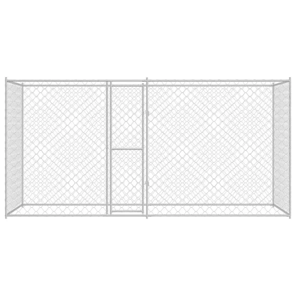 Dog Cage Silver 400 x 200 x 200 cm Galvanised Steel Outdoor Pet Kennel Run