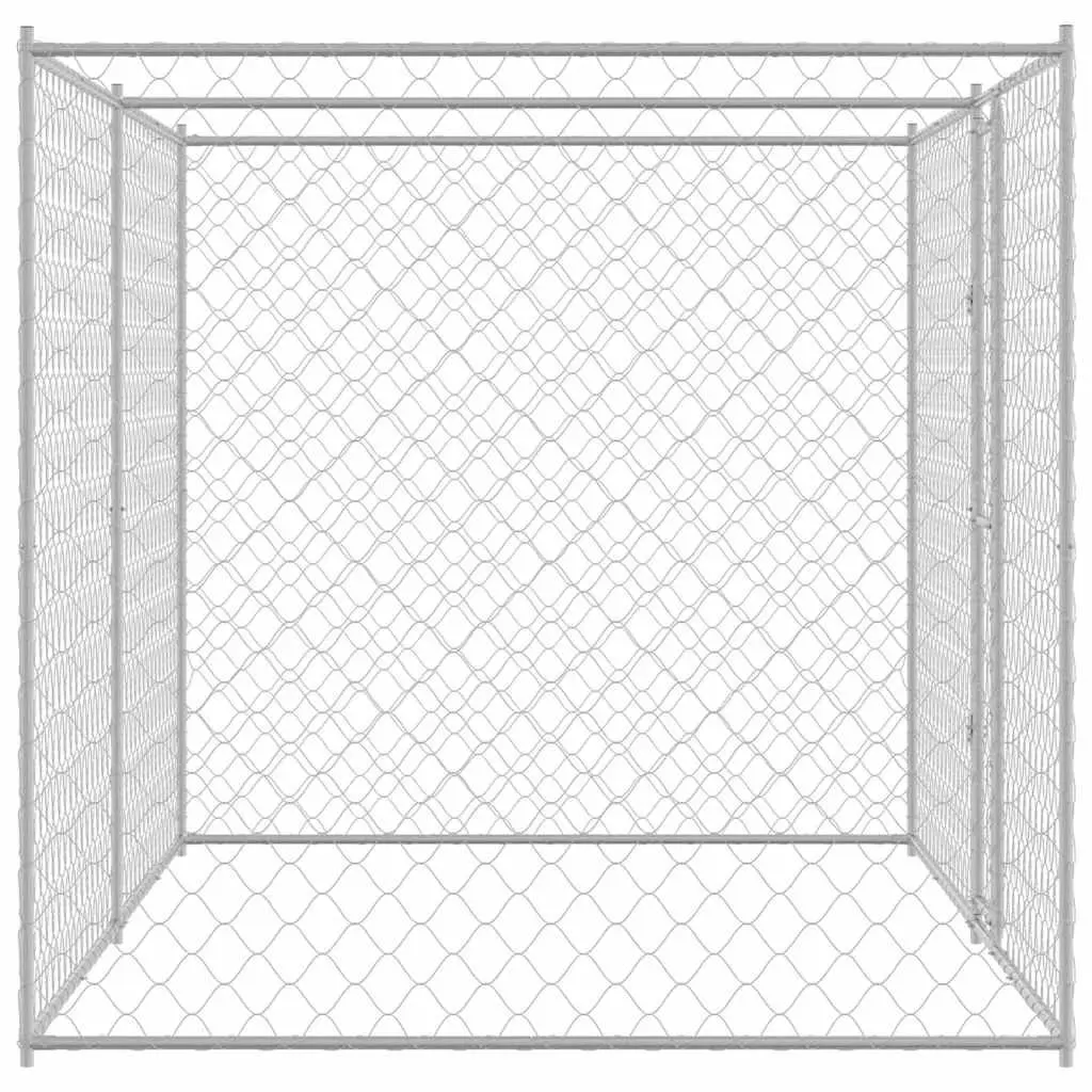 Dog Cage Silver 400 x 200 x 200 cm Galvanised Steel Outdoor Pet Kennel Run