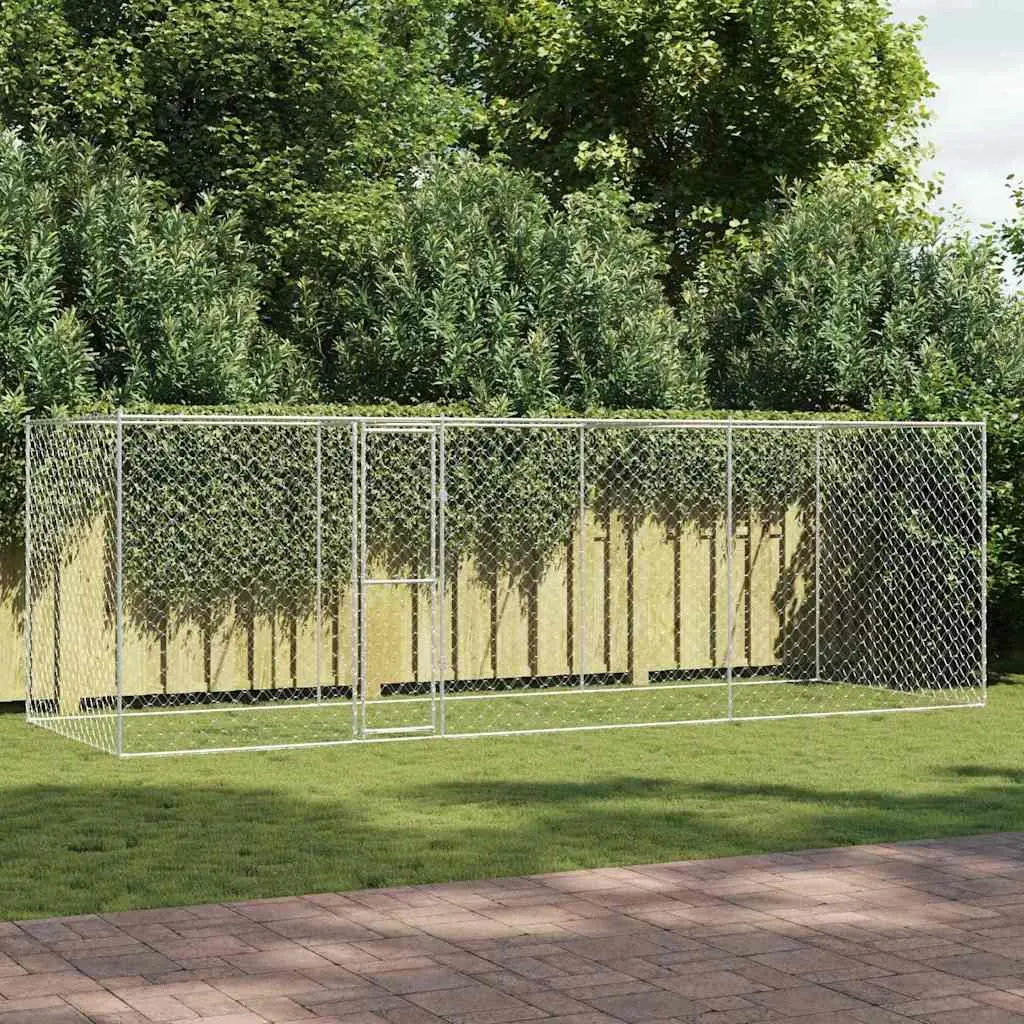 Silver Dog Cage 600 x 200 x 200 cm for Outdoors