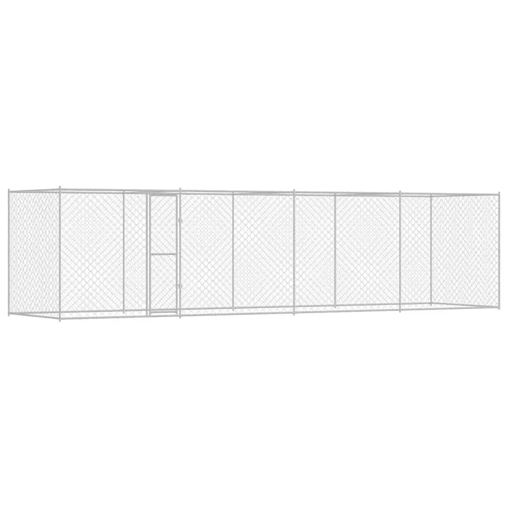 Dog Cage Silver 800 x 200 x 200 cm Galvanised Steel Outdoor Large Breed Pen