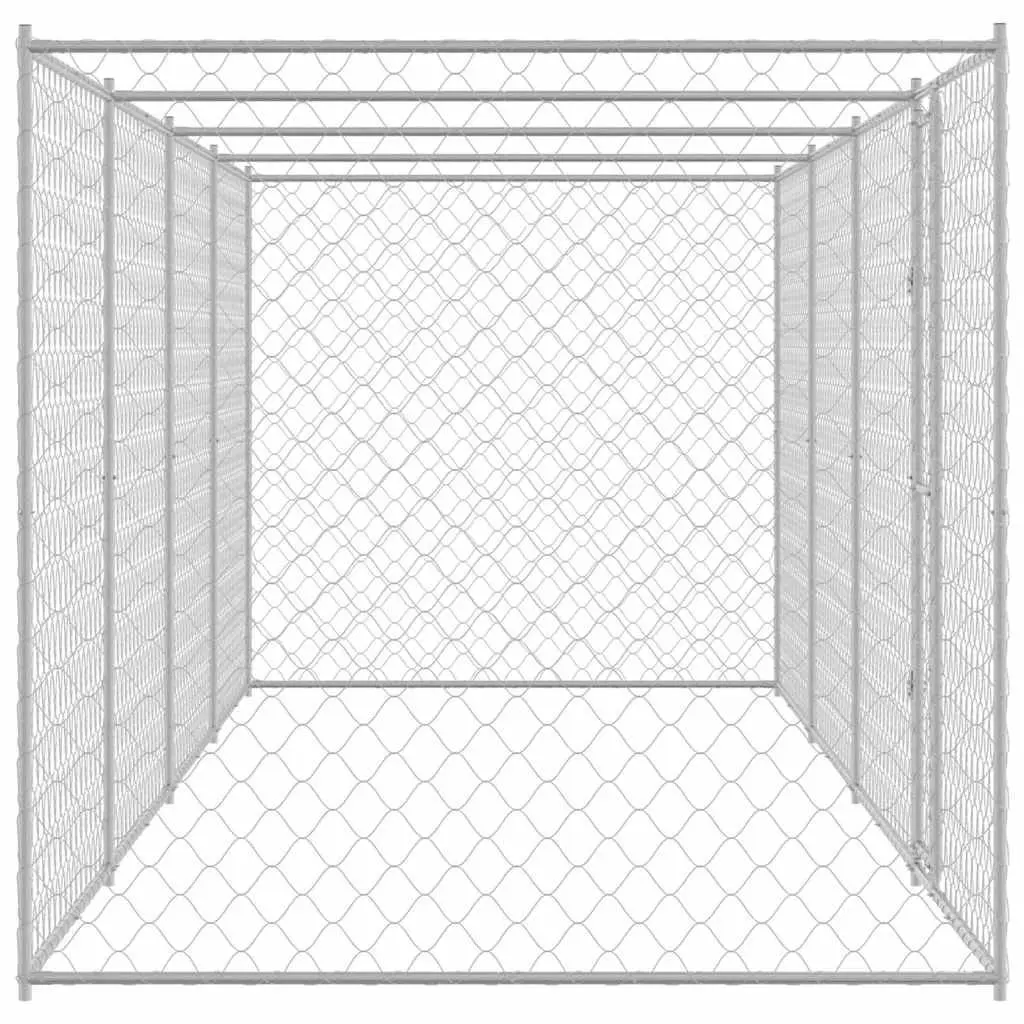 Dog Cage Silver 800 x 200 x 200 cm Galvanised Steel Outdoor Large Breed Pen