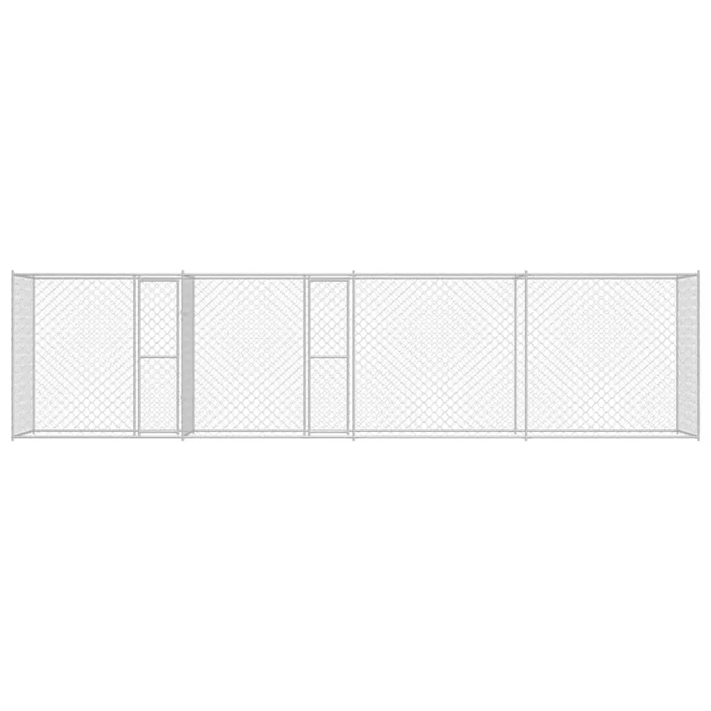 Dog Cage Outdoor Galvanised Steel Kennel Run Large Breed Pet Enclosure Silver