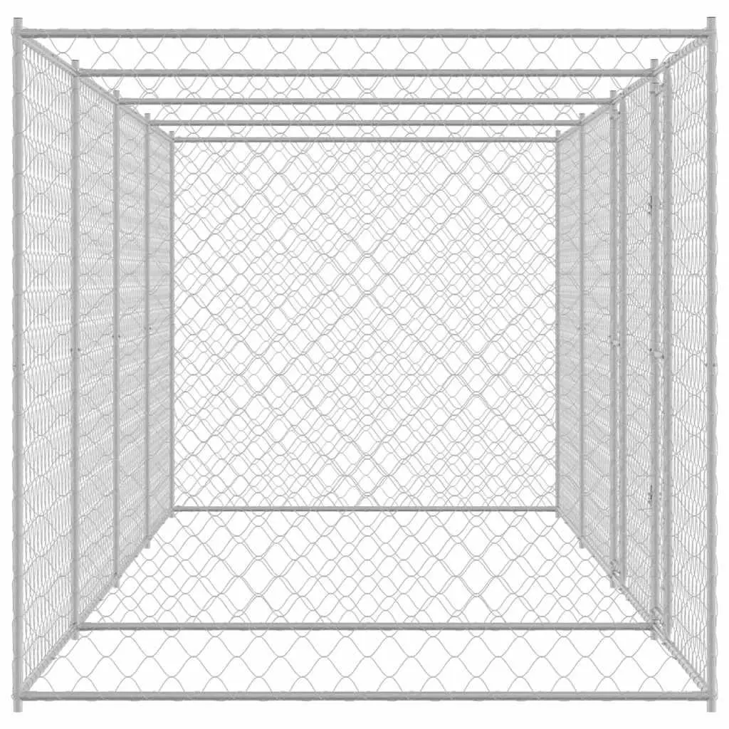 Dog Cage Outdoor Galvanised Steel Kennel Run Large Breed Pet Enclosure Silver