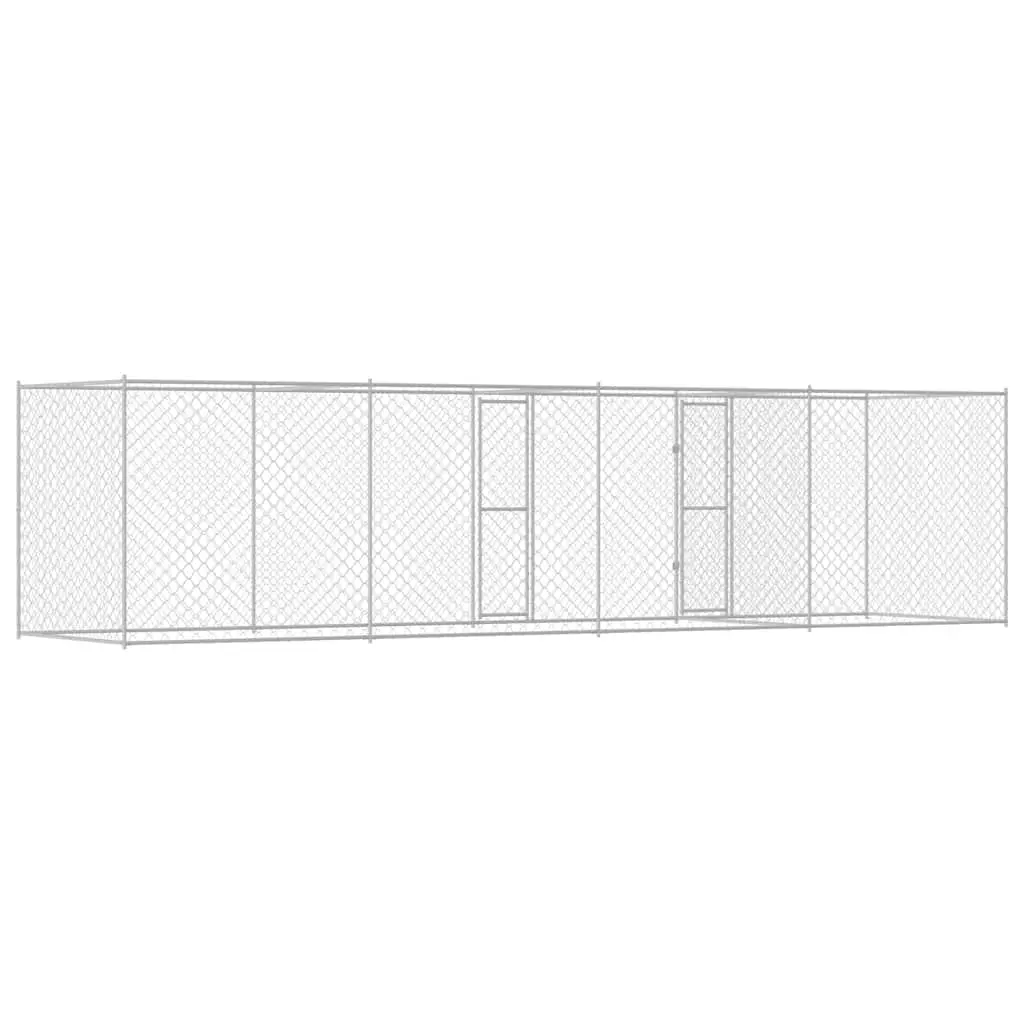 Dog Cage Outdoor Galvanised Steel Kennel Run Large Breed Pet Enclosure Silver