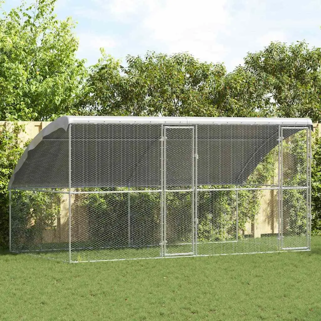 Chicken Cage Silver 400 x 200 x 200 cm Galvanised Steel Metal Poultry