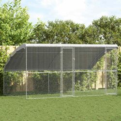 Chicken Cage 2 pcs Silver 400 x 200 x 200 cm Galvanised Steel Metal Poultry