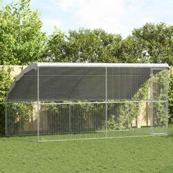 Chicken Cage 2 pcs Silver 400 x 200 x 200 cm Galvanised Steel Garden Poultry