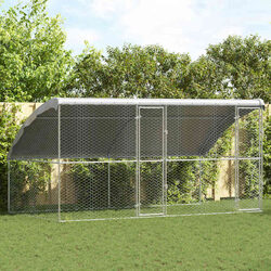 Silver Dog Kennel Set 2 pcs 4 x 2 x 2 m for Pet Owners