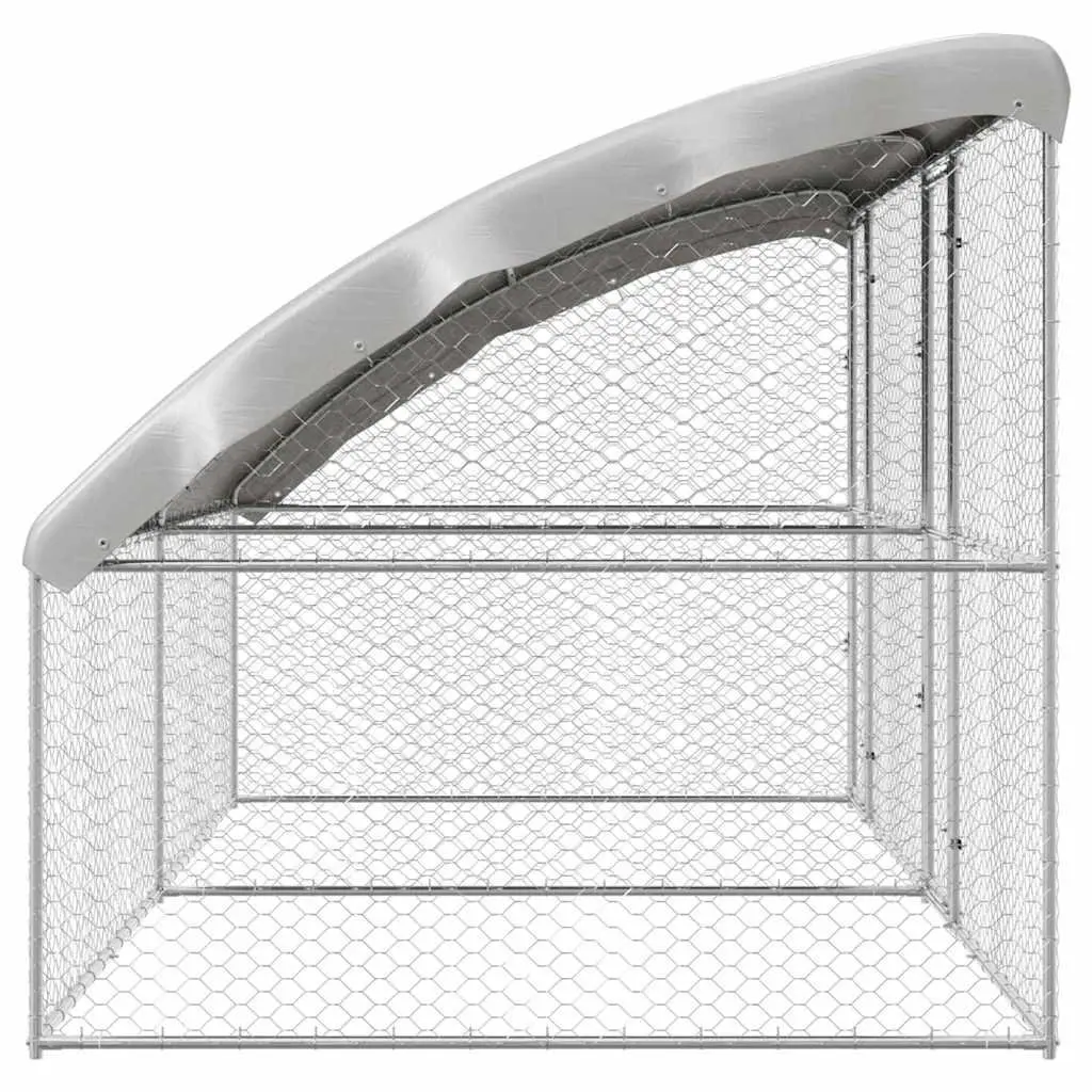 Dog Kennel Silver 4 x 2 x 2 m Galvanised Steel Outdoor Pet Run Enclosure 2 Piece