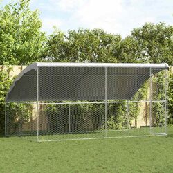 Dog Kennel 2 pcs Silver 4 x 2 x 2 m Galvanised Steel Frame Outdoor Pet Run