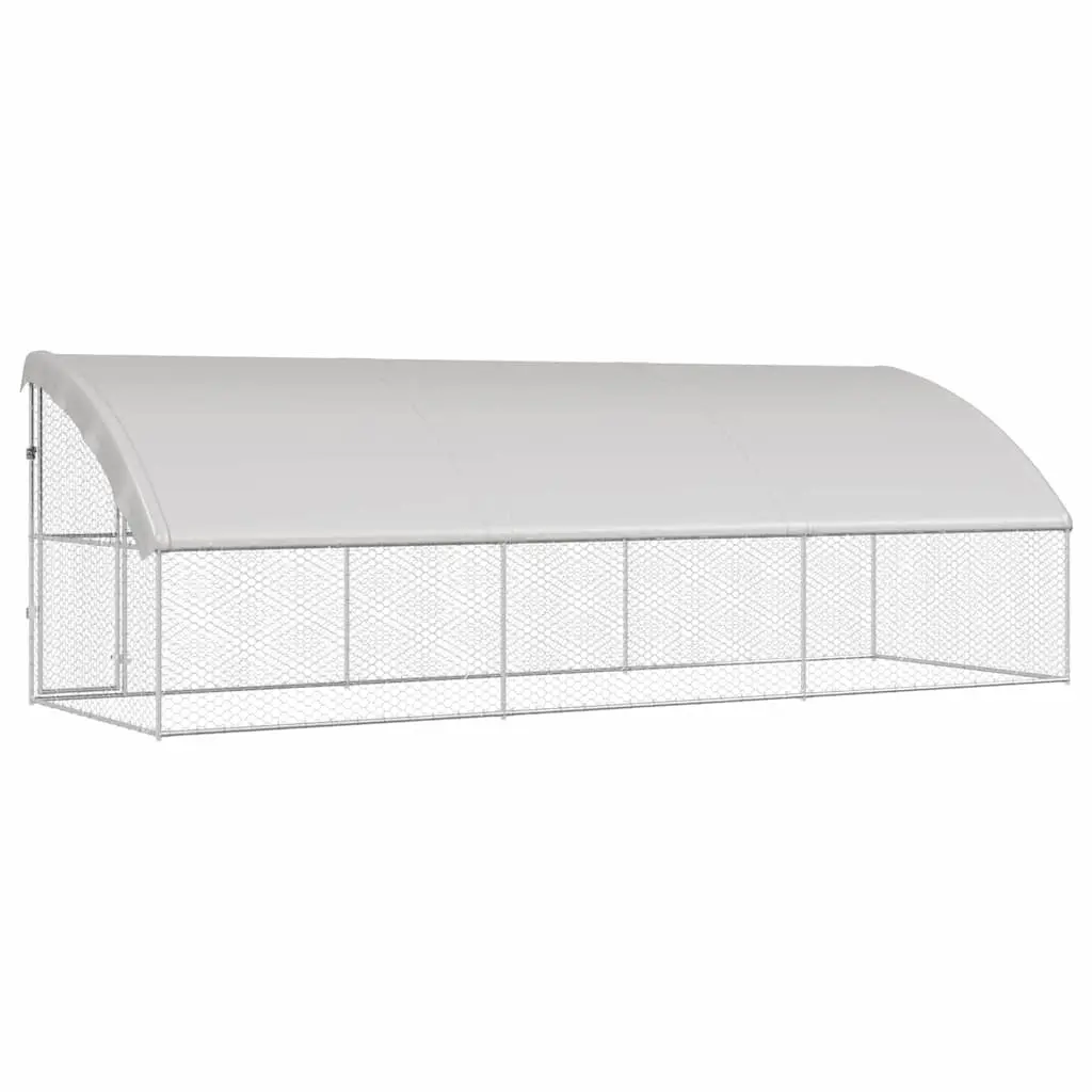 Dog Kennel Silver 6 x 2 x 2 m Outdoor Pet House Run Enclosure Galvanised 3 Piece