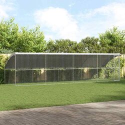 Dog Kennel 4 pcs Silver 8 x 2 x 2 m Outdoor Pet Run Enclosure Galvanised Steel