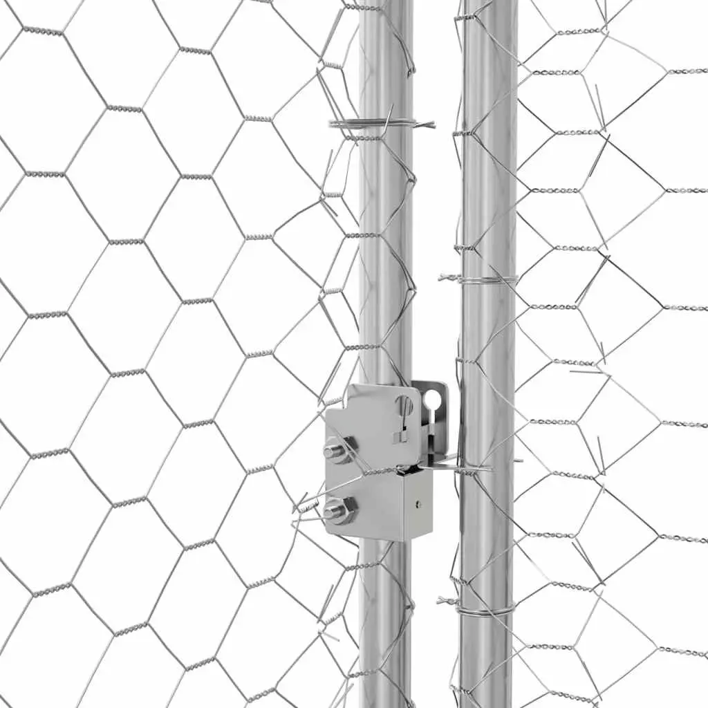 Dog Kennel Silver 8 x 2 x 2 m 4 Piece Outdoor Pet Run Enclosure Galvanised Steel
